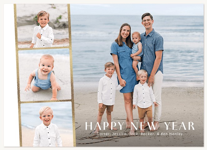 Gilded Photo Strip Personalized Holiday Cards