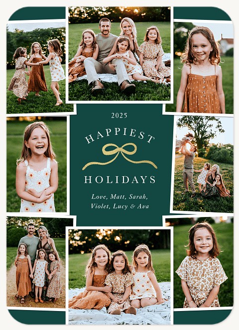 Gold Bow Personalized Holiday Cards