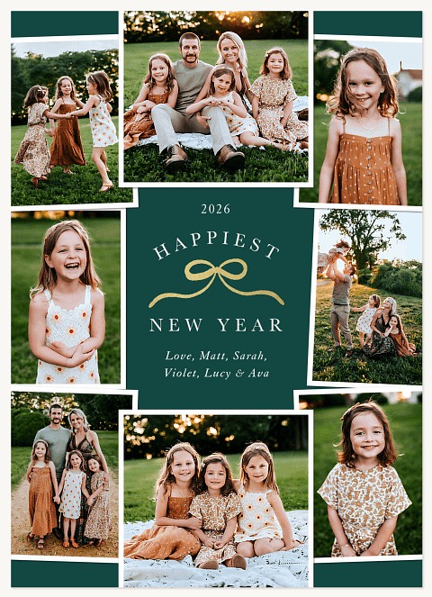 Gold Bow Personalized Holiday Cards