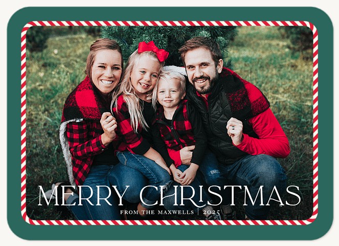 Peppermint Frame Personalized Holiday Cards