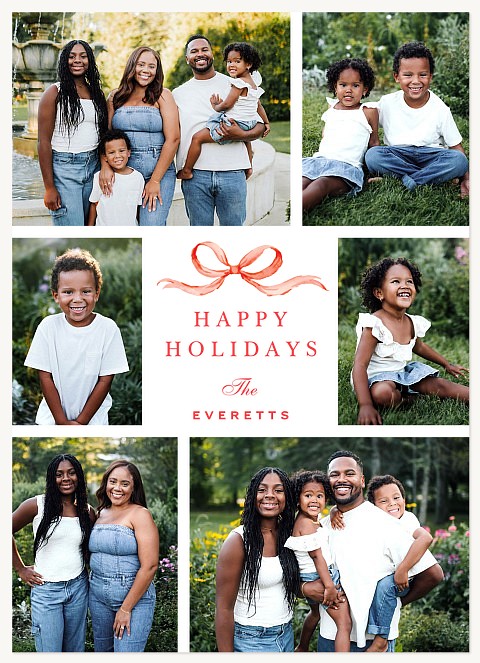 Watercolor Bow Personalized Holiday Cards