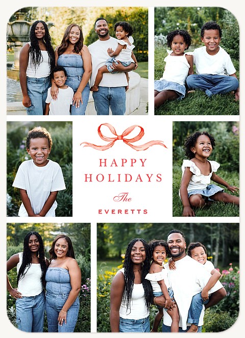Watercolor Bow Personalized Holiday Cards