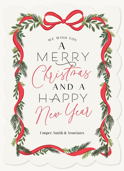 Ribbon Garland Business Holiday Cards