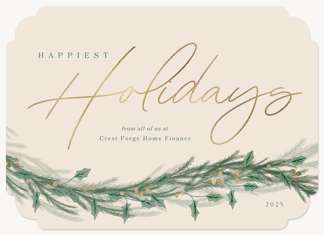 Garland Script Business Holiday Cards
