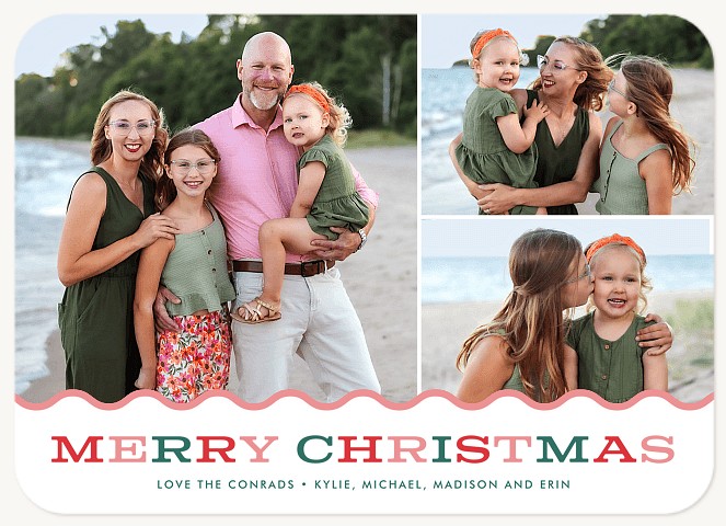 Scalloped Wave Personalized Holiday Cards