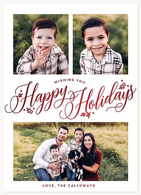 Red Metallic Personalized Holiday Cards