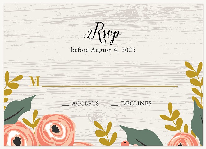 Painted Peonies Quinceañera RSVP Cards