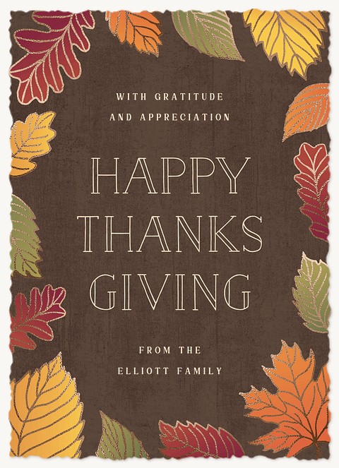 Fall Foliage Frame Thanksgiving Cards