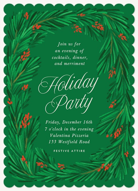 Festive Wreath Holiday Party Invitations