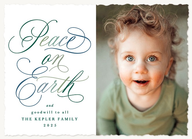 Scripted Peace Personalized Holiday Cards