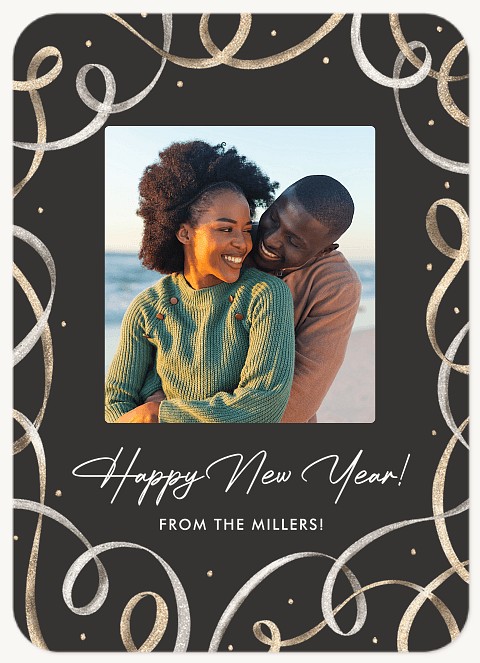 Glitter Ribbon Personalized Holiday Cards