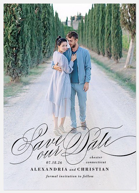 Regal Script Save the Date Photo Cards