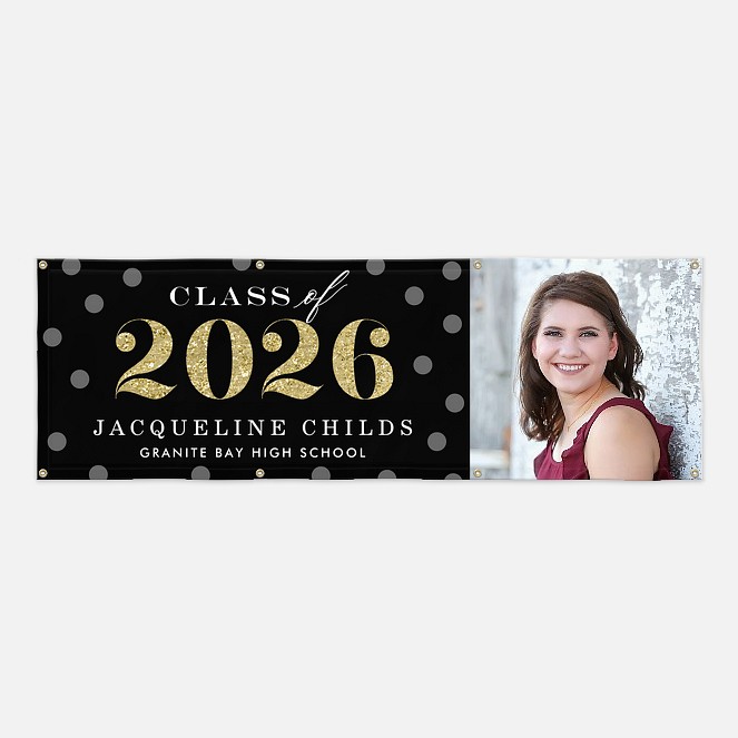 Glittery Year Graduation Photo Banner  Graduation Banners
