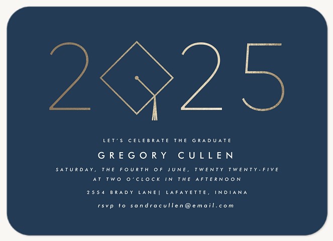 Gilded Mortarboard Graduation Party Invitations