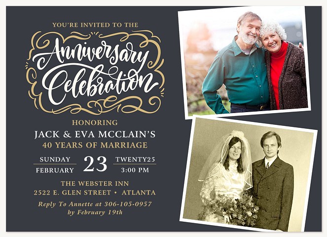 Anniversary Flourish Wedding Anniversary Invitations