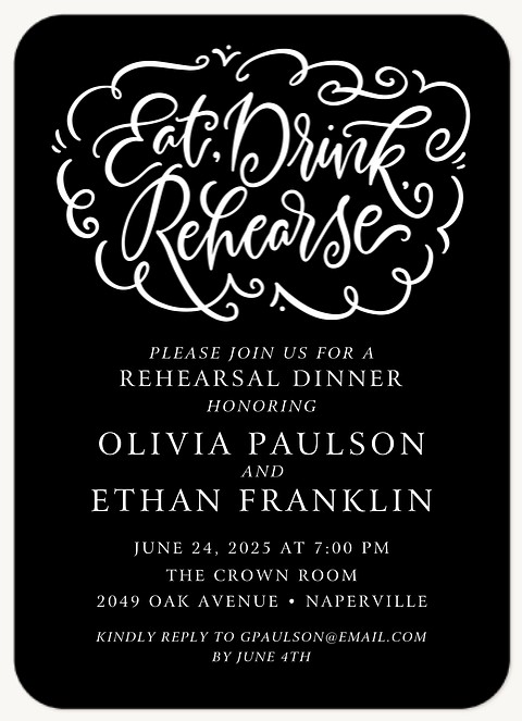 Whimsical Ringlets Rehearsal Dinner Invitations