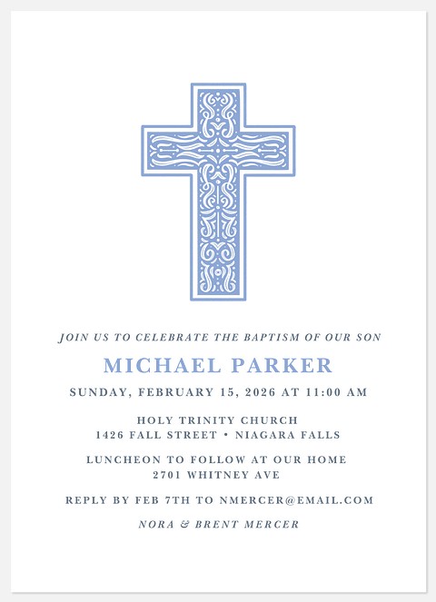 Decorated Faith Baptism Christening Invitations