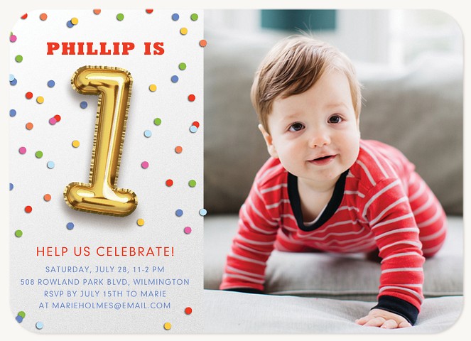 Balloon Bash First Birthday Invitations