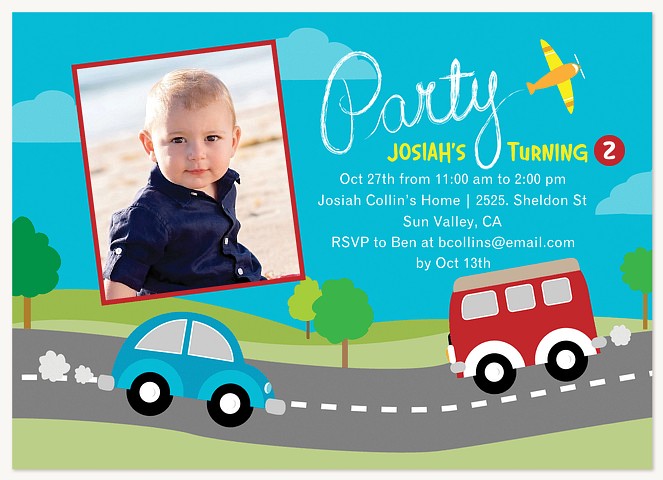 Sky Writing Boy Birthday Party Invitations