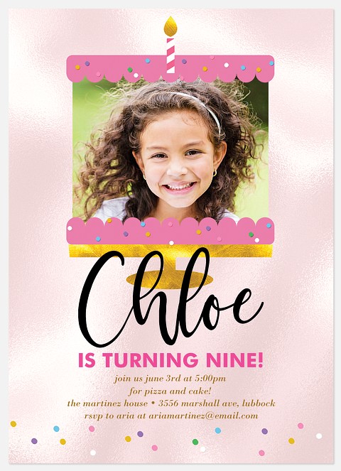 Glimmer Cake Kids' Birthday Invitations