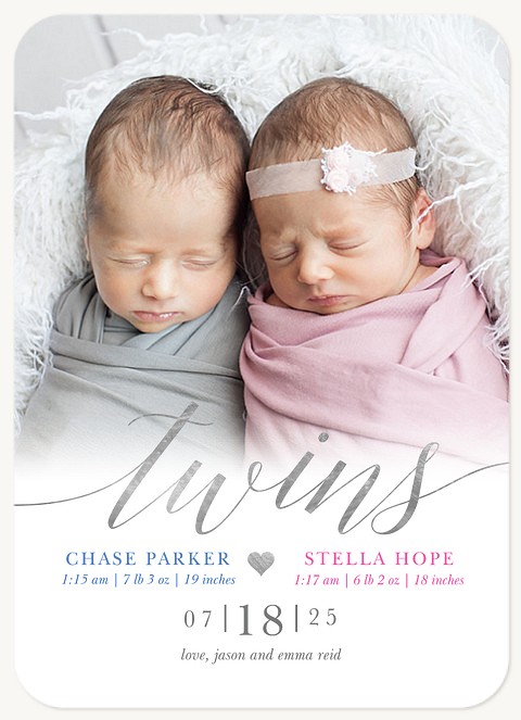 Twin Flourish Twin Birth Announcements