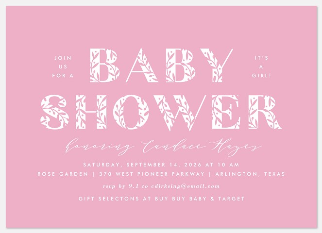 Etched Shower Baby Shower Invitations