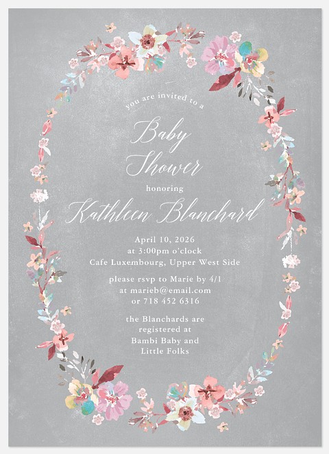 Posie Border Baby Shower Invitations