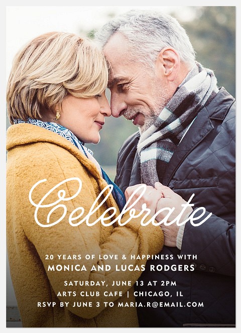Curled Script Anniversary Invitations