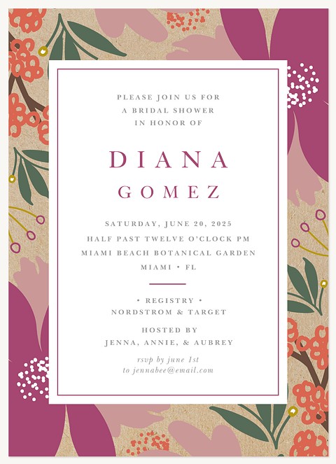 Garden Folkart Bridal Shower Invitations