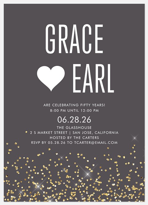 Glitter Cascade Anniversary Invitations