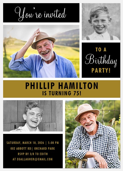 Then and Now Adult Birthday Invitations