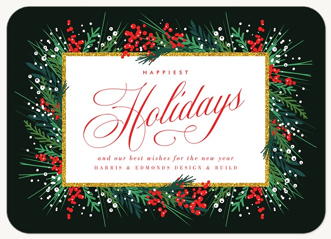 Winter Pine Border Business Holiday Cards