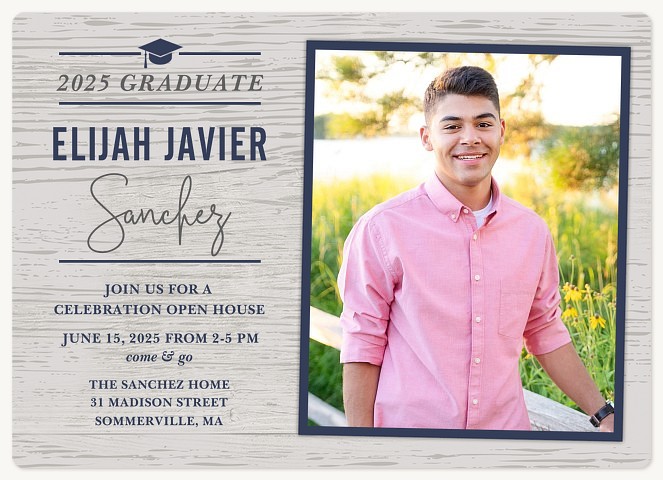 Preppy Woodgrain Graduation Announcements