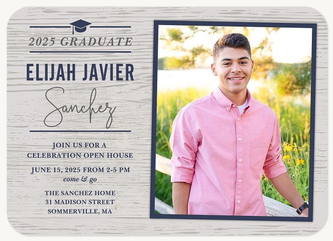 Preppy Woodgrain Graduation Announcements