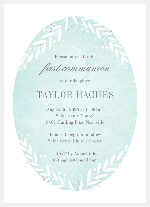 Lush Boughs First Communion Invitations