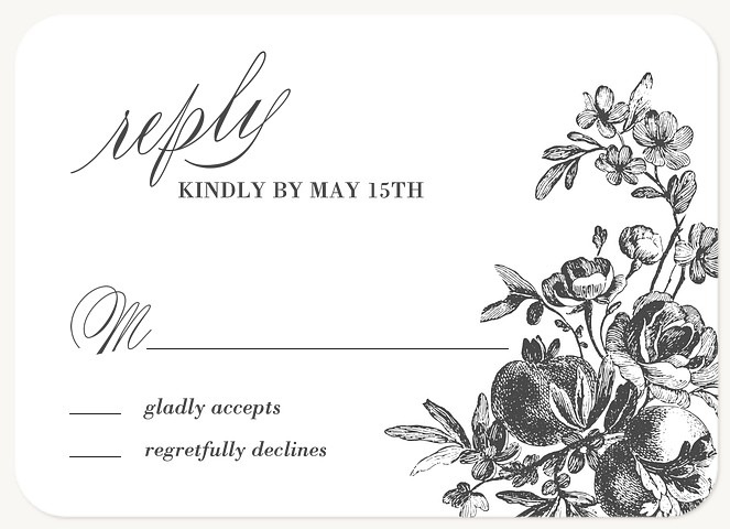 Etched Floral Wedding RSVP Cards