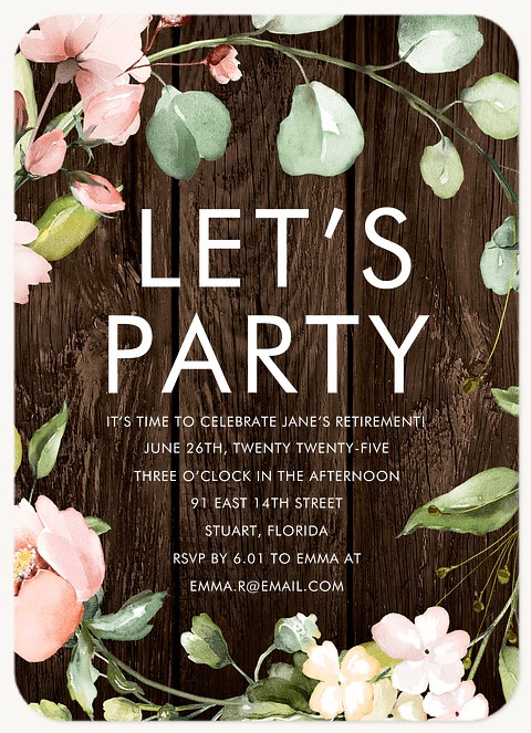 Country Floral Party Invitations