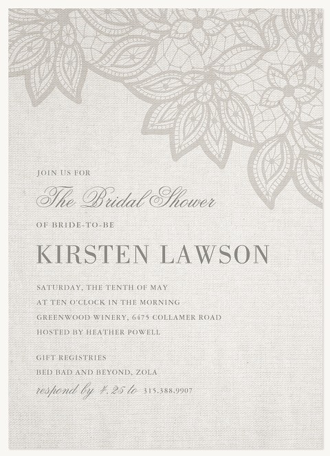 Antiqued Lace Bridal Shower Invitations