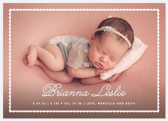 Refined Scallops  Baby Birth Announcements