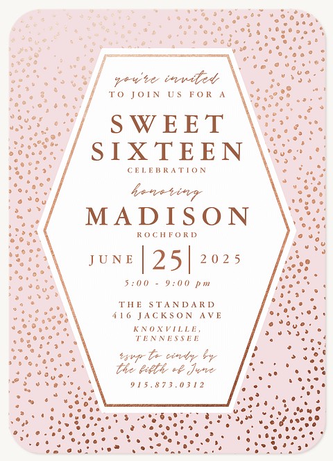 Shimmering Sixteen Teen Birthday Invitations