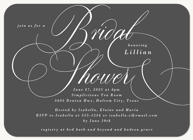 Uptown Script Bridal Shower Invitations