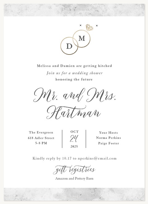 Monogram Rings Bridal Shower Invitations