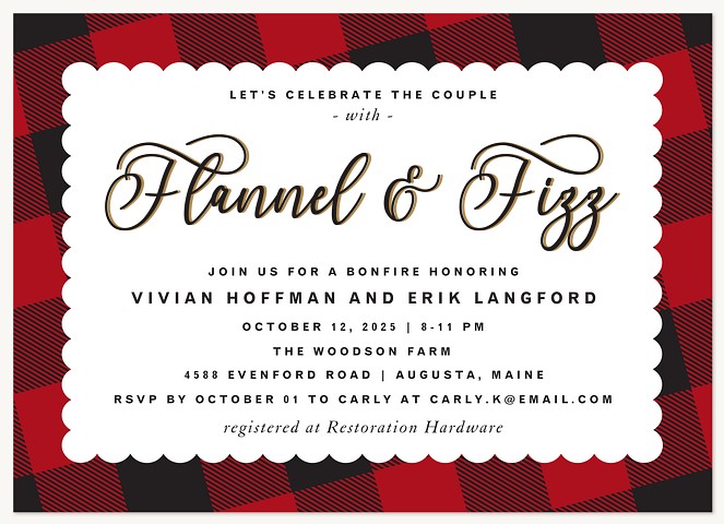 Flannel & Fizz Bridal Shower Invitations