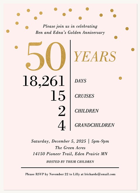 50 Things Wedding Anniversary Invitations