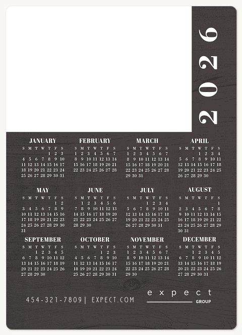 Woodgrain Calendar Holiday & Christmas Magnet Cards