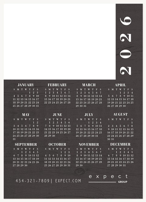 Woodgrain Calendar Business Holiday Cards