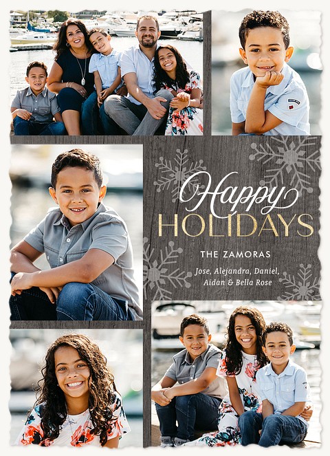 Rustic Flurry Photo Holiday Cards