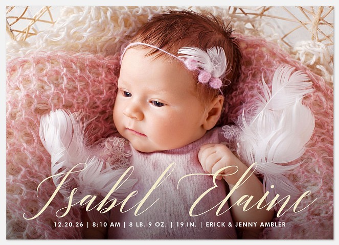 Delicate Script Baby Birth Announcements