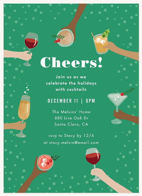 Festive Cocktails Holiday Party Invitations