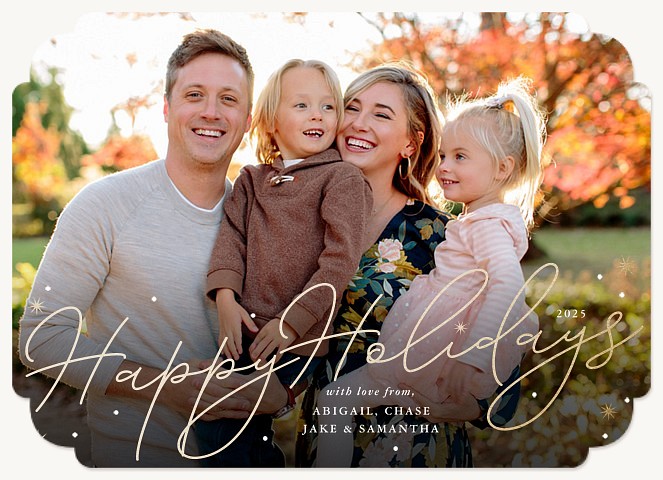 Golden Starbursts Personalized Holiday Cards